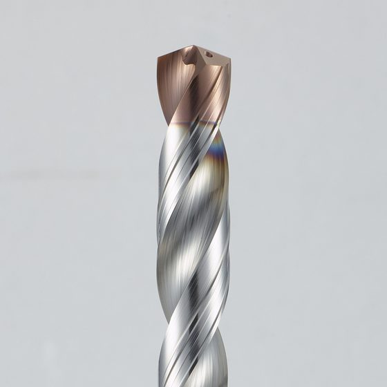 MSD Plus-S drill point face with two internal through-coolant holes