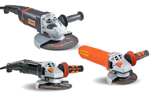 Walter angle grinders for cutting and grinding, 4.5 inch through 7 inch