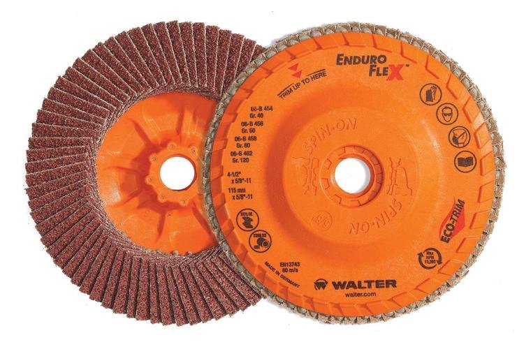 Walter ENDURO-FLEX SPIN-ON flap disc, abrasive face and backing plate