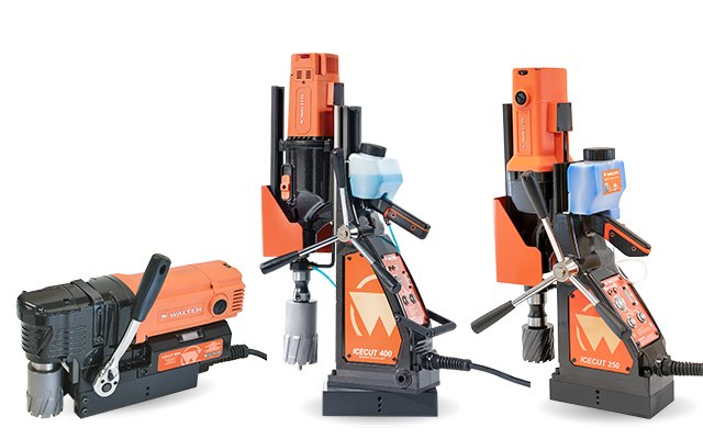 Walter ICECUT magnetic drilling machines with annular cutters